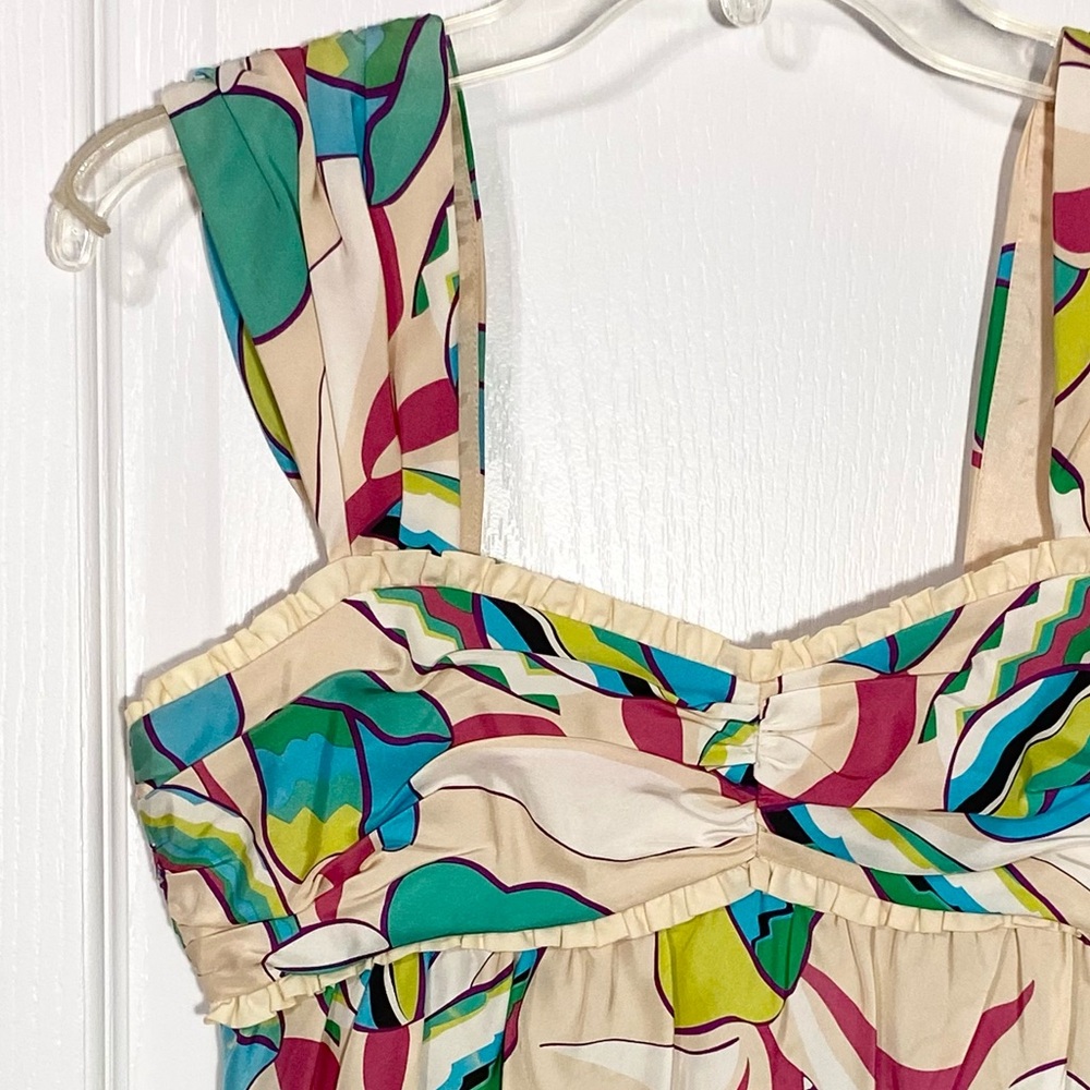 Y2K Marc Jacobs SILK Floral Print Ruffle Trim Sleeveless Blouse Size 4 - Picture 3 of 9